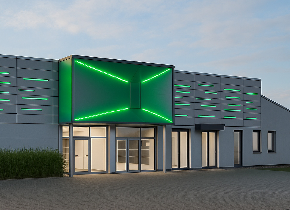 Rendering des neuen Firmensitzes. Eröffnung 2026